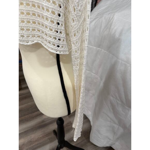 Handmade White Crochet Open Knit Crop Top Cutout Back Festival Boho Small - Picture 9 of 9
